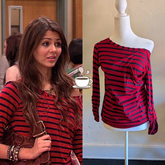 Splendid Tops - splendid oversized red stripe 3/4 sleeve top ASO tori vega victorious (XS)
